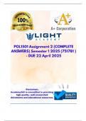 POL1501 Assignment 2 &lpar;COMPLETE ANSWERS&rpar; Semester 1 2025 &lpar;751781 &rpar; - DUE 22 April 2025&semi;100&percnt; trusted&comma; comprehensive and complete reliable solution with clear explanation
