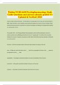 Walden NURS 6630 Psychopharmacology Study Guide Questions and answers already graded A&plus;&vert; Updated & Verified &vert; 2024