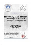 POL1501 Assignment 2 &lpar;COMPLETE ANSWERS&rpar; Semester 1 2025 &lpar;751781 &rpar; - DUE 22 April 2025&semi;100&percnt; trusted&comma; comprehensive and complete reliable solution with clear explanation