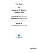 Abnormal Psychology Test Bank 18th Edition by Jill Hooley&comma; Verified Questions and Answers - All Chapters Fully Covered &vert;&vert;COMPLETE GUIDE A&plus;&vert;&vert;&period;