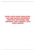 TEXAS STATE EXAM SIMULATOR - LIFE AND HEALTH INSURANCE &lpar;WRITTEN&rpar; QUESTIONS AND ANSWERS 100&percnt; CORRECT 2025 LATES UPDATE&period; &emsp;
