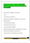 Business A level - Paper 2 2024&sol;2025  Exam Questions and Correct Answers &vert;  New Update 