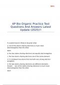 AP Bio Organic Practice Test Questions And Answers Latest Update &lpar;2025&rpar;&excl;&excl;