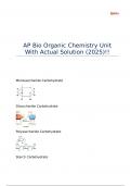 AP Bio Organic Chemistry Unit With Actual Solution &lpar;2025&rpar;&excl;&excl;