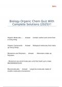Biology Organic Chem Quiz With Complete Solutions &lpar;2025&rpar;&excl;&excl;
