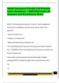 Health Insurance Florida 2-40 Practice  Exam Questions 1 2025&sol;2026 Exam All  Answers and Illustrations Given 