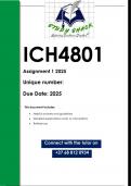 ICH4801 Assignment 1 &lpar;QUALITY ANSWERS&rpar; 2025