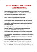 IE 355 Study List Final Exam With Complete Solutions 