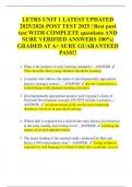 LETRS UNIT 1 LATEST UPDATED 2025&sol;2026 POST TEST 2025 &vert; Best post test WITH COMPLETE questions AND SURE VERIFIED ANSWERS 100&percnt;&vert; GRADED AT A&plus; SURE GUARANTEED PASS&excl;&excl;  