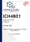 ICH4801 Assignment 3 &lpar;DETAILED ANSWERS&rpar; 2025 - DISTINCTION GUARANTEED