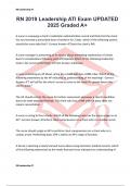RN 2019 Leadership ATI Exam UPDATED 2025 Graded A&plus;