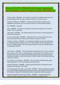 REAL ESTATE PRINCIPLES Exam Questions and Answers Latest Versions 2025 GRADED A&plus;&period;