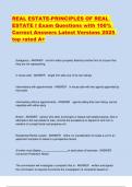 REAL ESTATE-PRINCIPLES OF REAL ESTATE I Exam Questions with 100- Correct Answers Latest Versions
