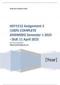 Exam (elaborations) HSY1512 Assignment 2 (100% COMPLETE ANSWERS) Semester 1 2025 - DUE 11 April 2025    Course •	Southern Africa Until the Early 1800s: Encounters and Transformations (HSY1511),