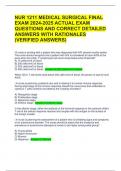 NUR 1211 MEDICAL SURGICAL FINAL EXAM 2024-2025 ACTUAL EXAM QUESTIONS AND CORRECT DETAILED ANSWERS WITH RATIONALES &lpar;VERIFIED ANSWERS&rpar;