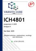 ICH4801 Assignment 4 &lpar;DETAILED ANSWERS&rpar; 2025 - DISTINCTION GUARANTEED