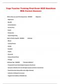 Yoga Teacher Training Final Exam 2025 Questions With Correct Answers 