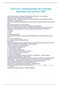 ATI Unit 1 &lpar;Pharmacology for Nursing&rpar; Questions and Answers 2025