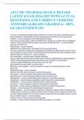 ATI CMC PHARMACOLOGY RETAKE LATEST EXAM 2024-2025 WITH ACTUAL QUESTIONS AND CORRECT VERIFIED ANSWERS ALREADY GRADED A&plus; 100&percnt; GUARANTEED PASS&excl;