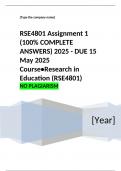 Research in Education - RSE4801 Assignment 1 2025 - DUE 15 May 2025 &semi;100 &percnt; TRUSTED workings&comma; Expert Solved&comma; Explanations and Solutions&period; 