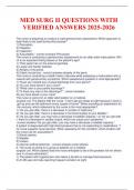MED SURG II QUESTIONS WITH VERIFIED ANSWERS 2025-2026