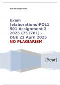 Exam &lpar;elaborations&rpar; POL1501 Assignment 2 2025 &lpar;751781&rpar; - DUE 22 April 2025      Course &bull;&Tab;Crime Prevention Principles for Policing IA &lpar;POL1501&rpar; &bull;&Tab;Institution