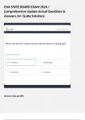 CNA STATE BOARD EXAM 2024 &sol; Comprehensive Update Actual Questions & Answers &lpar;A&plus; Guide Solution&rpar;     