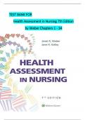 TEST BANK For Health Assessment in Nursing&comma; 7th Edition by Weber&comma; Verified Chapters 1 - 34&comma; Complete Newest Version