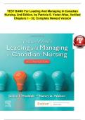 TEST BANK For Leading And Managing In Canadian Nursing&comma; 2nd Edition&comma; by Patricia S&period; Yoder-Wise&comma; Verified Chapters 1 - 32&comma; Complete Newest Version