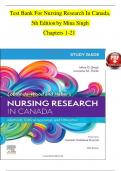 Test Bank For Nursing Research In Canada&comma; 5th Edition by Mina Singh Chapters 1-21
