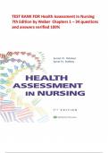 TEST BANK FOR Health Assessment in Nursing 7th Edition by Weber Chapters 1 &ndash; 34 questions and answers verified 100  ISBN&colon; 9781975161156