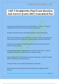A&P 2 Straighterline Final Exam Questions And Answers &vert;Latest 2025 &vert; Guaranteed Pass