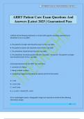 ARRT Patient Care Exam Questions And Answers &vert;Latest 2025 &vert; Guaranteed Pass