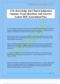 ATI&colon; Knowledge and Clinical judgement beginner&period; Exam Questions And Answers &vert;Latest 2025 &vert; Guaranteed Pass