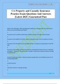 CA Property and Casualty Insurance Practice Exam Questions And Answers &vert;Latest 2025 &vert; Guaranteed Pass