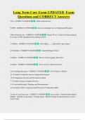 Long Term Care   Bundled Exam Questions WITH  CORRECT Answers