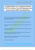 Certified Patient Care Technician&sol;Assistant &lpar;CPCT&sol;A&rpar; Practice Test 2&period;0 B Questions And Answers &vert;Latest 2025 &vert; Guaranteed Pass