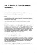 CFA II - Reading 14 Financial Statement Modeling &lpar;2&rpar; QUESTIONS AND CORRECT DETAILED ANSWERS 2025&sol;2026 &lpar;VERIFIED ANSWERS&rpar; &vert;ALREADY GRADED A&plus;&vert;&vert;BRAND NEW&excl;&excl;