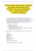 CDR RD FINAL EXAM PREP 2025&sol;2026  ACCURATE QUESTIONS WITH  CORRECT DETAILED ANSWERS &vert;&vert;  100&percnt; GUARANTEED PASS   <LATEST VERSION> 