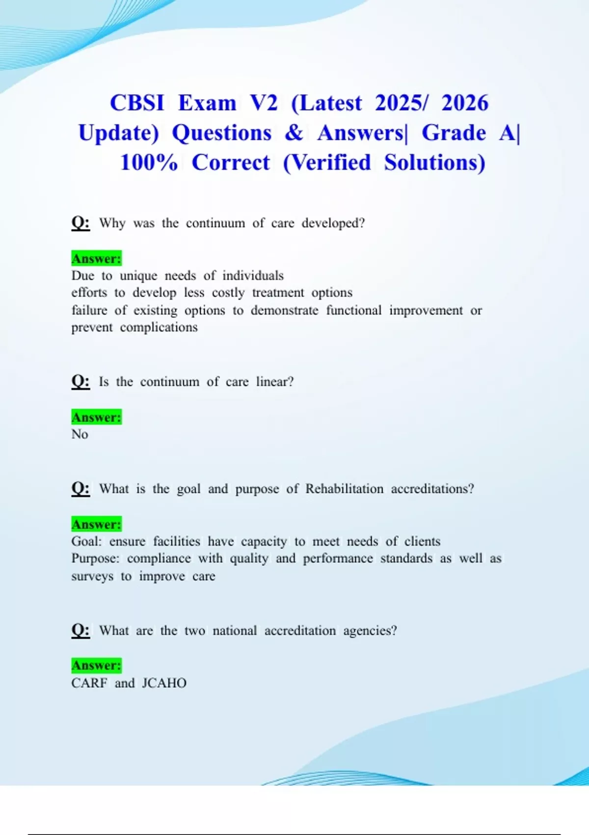 CBSI Exam V2 (Latest 2025/ 2026 Update) Questions & Answers| Grade A ...