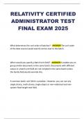 RELATIVITY CERTIFIED ADMINISTRATOR TEST FINAL EXAM 2025&vert;&vert;LATEST UPDATE