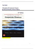 Test Bank for Principles of Corporate Finance 14th Edition by Richard Brealey, Stewart Myers, Franklin Allen and Alex Edmans|| All Chapters 1-33 Included || LATEST