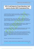 EPA Lead Inspector Exam Questions And Answers &vert;Latest 2025 &vert; Guaranteed Pass