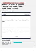 EMT FISDAP FINAL &sol; ACTUAL QUESTIONS & ANSWERS FOR GUARANTEED PASS &vert; NEWEST UPDATE&comma; 2025-2026&period; 
