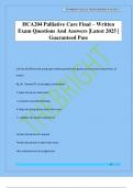 HCA204 Palliative Care Final &ndash; Written Exam Questions And Answers &vert;Latest 2025 &vert; Guaranteed Pass