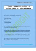 Logistics CH 13 Exam Questions And Answers &vert;Latest 2025 &vert; Guaranteed Pass