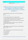 Alabama Insurance&colon; Property and Casualty  Test Questions with Detailed Verified  Answers &lpar;100&percnt; Correct Answers&rpar; &sol;Already  Graded A&plus;