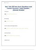 test 1 bio 225 tara duck Questions and  Correct Answers&sol; Latest Update &sol;  Already Graded