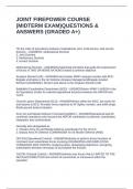 JOINT FIREPOWER COURSE &lpar;MIDTERM EXAM&rpar;QUESTIONS & ANSWERS &lpar;GRADED A&plus;&rpar;