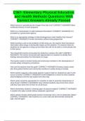 C367- Elementary Physical Education and Health Methods Questions With Correct Answers Already Passed